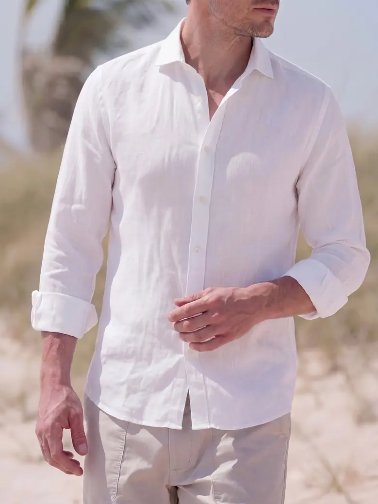 Camicia bianca in popeline facile da stirare