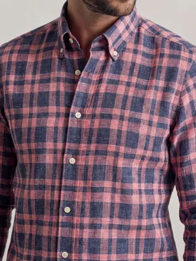 Camicia di lino a quadri rossi