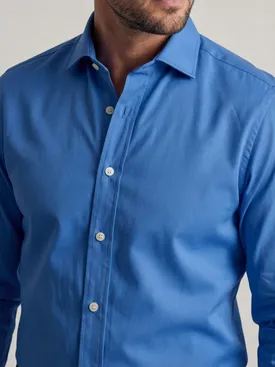 Camicia in gabardina spessa blu semplice