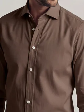 Camicia in gabardina spessa marrone semplice