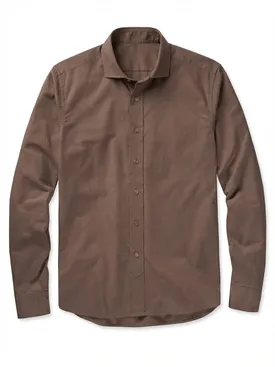 Camicia in gabardina spessa marrone semplice