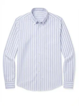 Camicia Oxford americana pesante con strisce azzurre