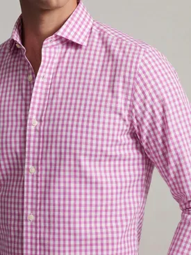 Camicia in popeline a quadri rosa