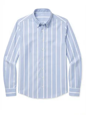 Camicia Oxford americana pesante con strisce azzurre
