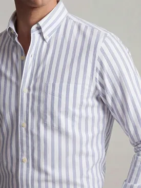 Camicia Oxford americana pesante con strisce blu