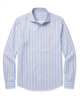Camicia in twill a righe blu