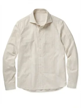 Camicia di lino a righe beige