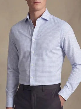 Camicia in twill a quadri azzurro cielo