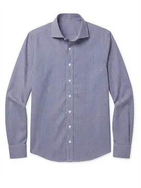 Camicia in twill a quadri blu navy