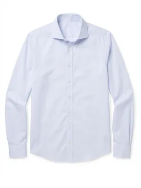 Camicia in twill a righe azzurre
