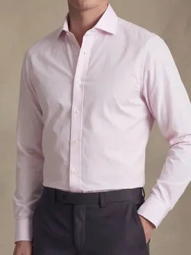 Camicia in popeline a quadri rosa pallido facile da stirare