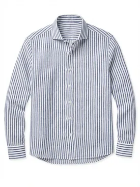 Camicia di lino a righe blu
