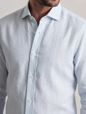 Camicia di lino a righe azzurre