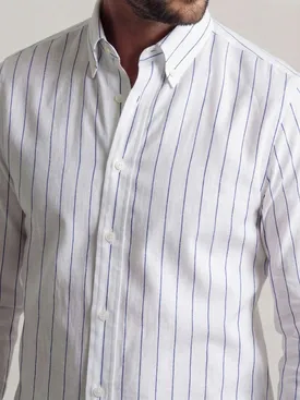 Camicia di lino a righe blu