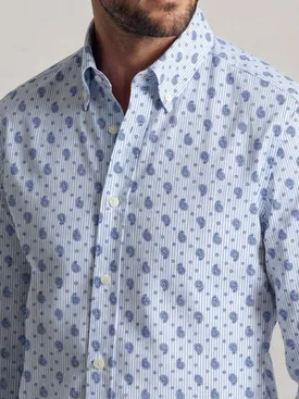 Camicia in popeline stampato blu