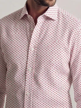 Camicia in popeline stampato rosso