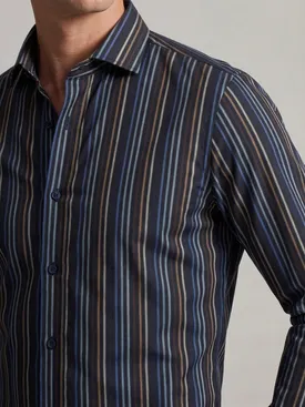 Camicia in popeline a righe nere