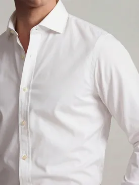 Camicia in popeline elasticizzato bianco semplice
