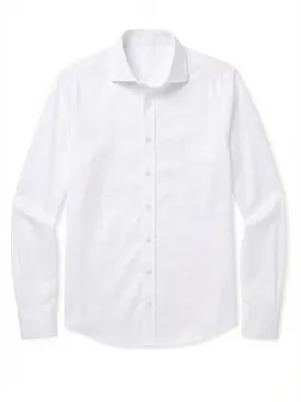 Camicia in twill semplice color avorio, facile da stirare