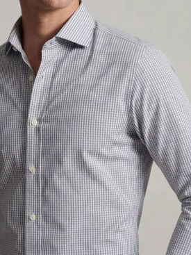Camicia in popeline a quadri grigi facile da stirare