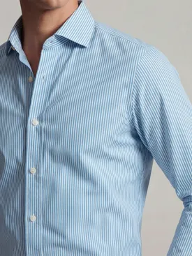 Camicia in popeline a righe azzurre facili da stirare