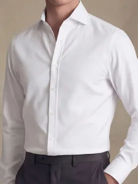 Camicia in twill bianco semplice e antipiega