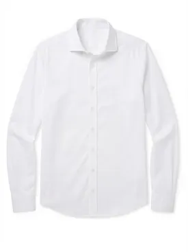Camicia in twill bianco semplice e antipiega