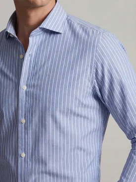 Camicia in popeline a righe blu sbiadite