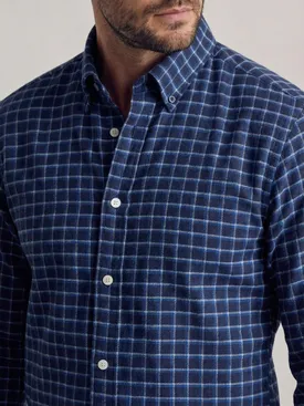 Camicia di flanella spessa a quadri blu navy e azzurro cielo