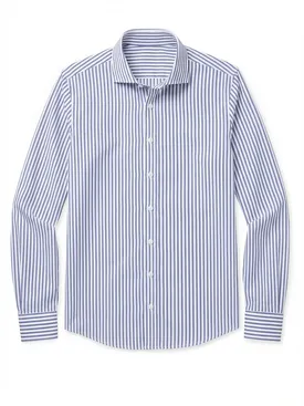 Camicia in popeline a righe blu facile da stirare