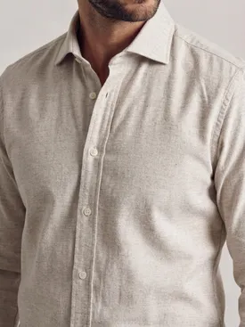 Camicia di flanella beige tinta unita