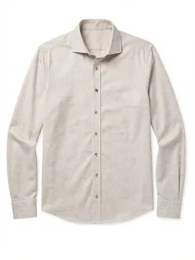 Camicia di flanella beige tinta unita