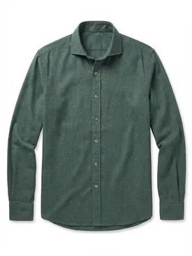 Camicia di flanella verde kaki tinta unita