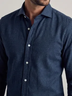 Camicia di flanella blu navy tinta unita