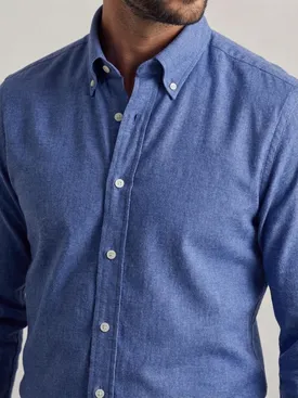 Camicia di flanella blu tinta unita