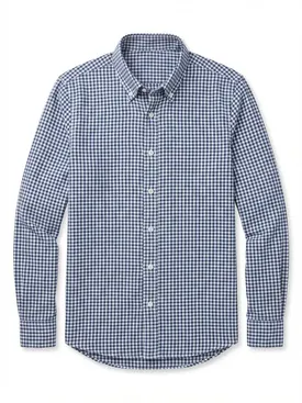 Camicia in flanella con piccoli quadretti blu