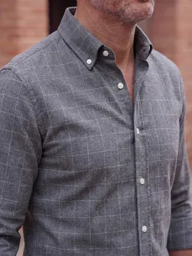 Camicia in flanella con grandi quadretti grigi