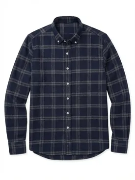 Camicia di flanella spessa in tartan blu e grigio