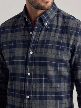 Camicia di flanella spessa in tartan blu e grigio