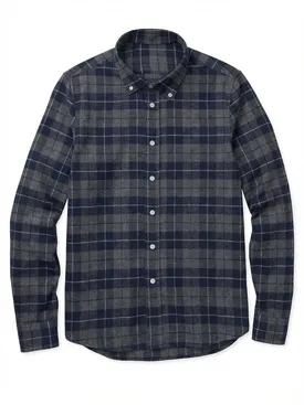 Camicia di flanella spessa in tartan blu e grigio