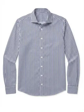 Camicia in twill a righe blu navy facile da stirare