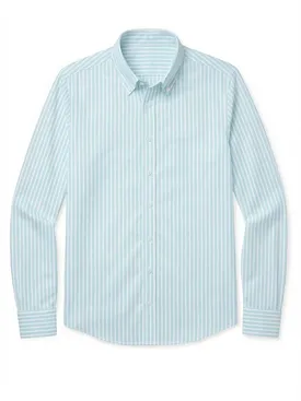 Camicia Oxford a righe turchese