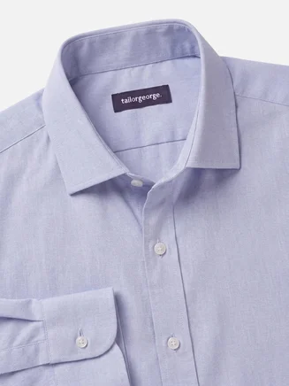 Camicia in popeline a microquadri blu lavanda