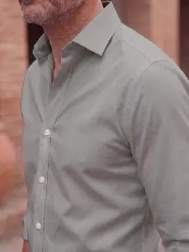 Camicia in popeline tinta unita marrone