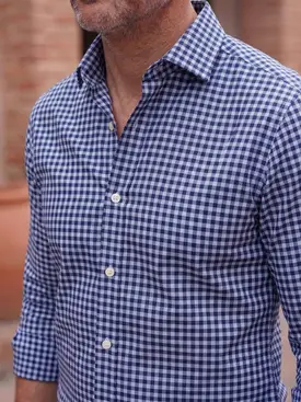 Camicia in twill a quadri blu