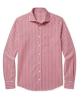 Camicia in popeline a righe rosse