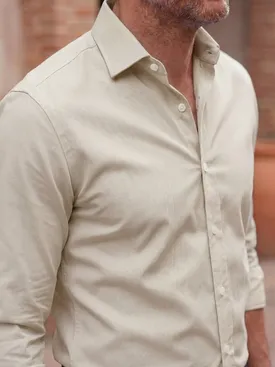 Camicia in twill tinta unita beige