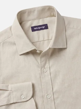 Camicia in twill tinta unita beige