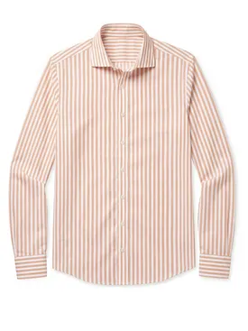 Camicia in popeline a righe arancioni