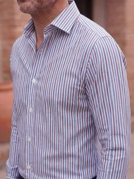 Camicia in popeline a righe blu